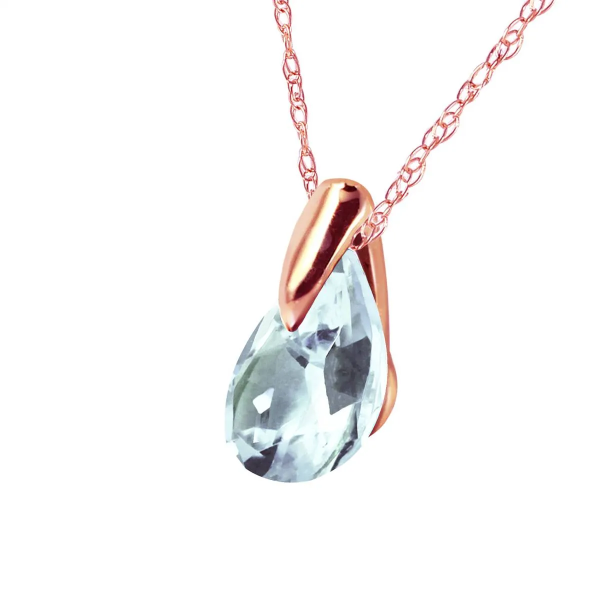 0.68 Carat 14K Solid Rose Gold Necklace Natural Aquamarine