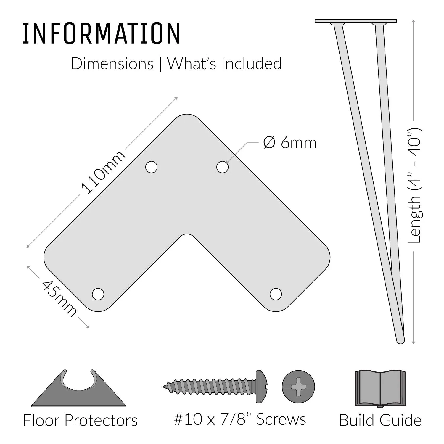 12inch / 30cm - Low Coffee Table | Hairpin Legs