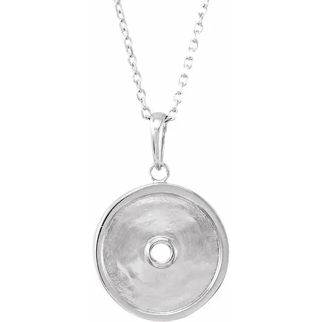 14K White Gold Natural Aquamarine & 1/4 CTW Natural Diamond Disc 16-18" Necklace