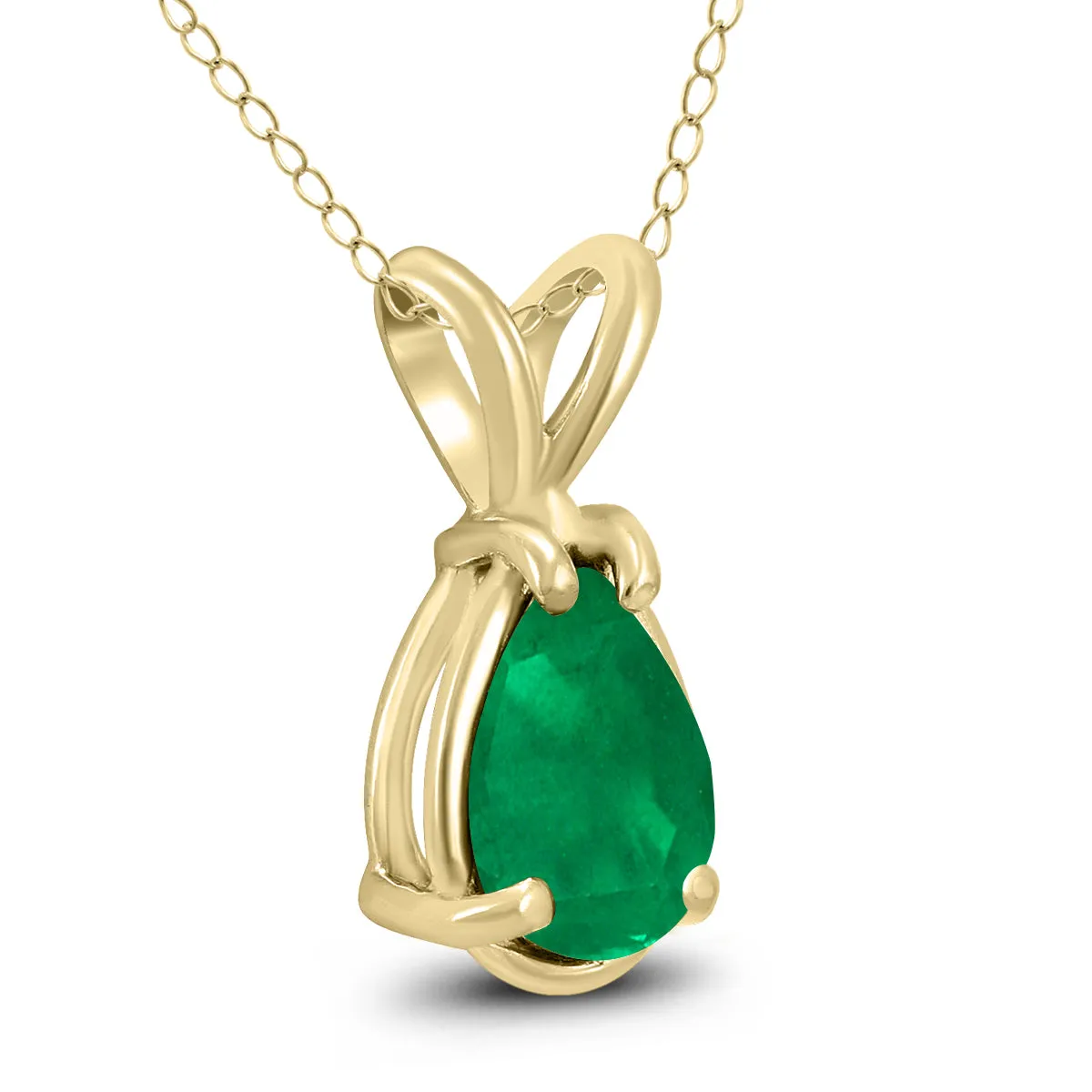 14K Yellow Gold 6X4Mm Pear Emerald Pendant