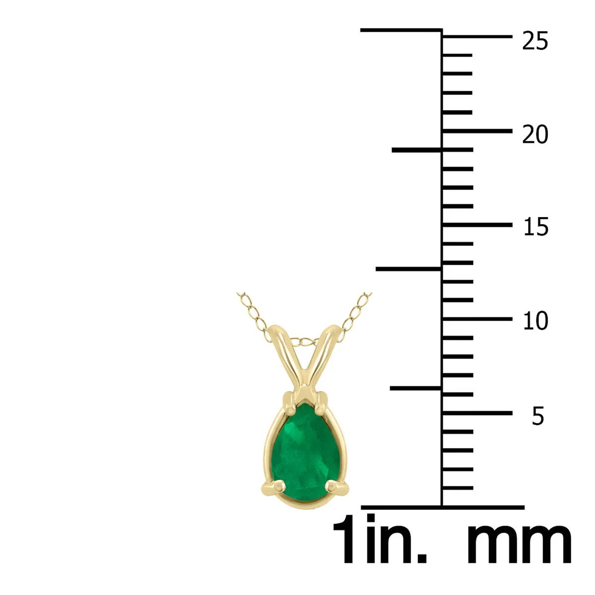 14K Yellow Gold 6X4Mm Pear Emerald Pendant
