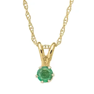 14K Yellow Gold Necklace with Emerald Pendant