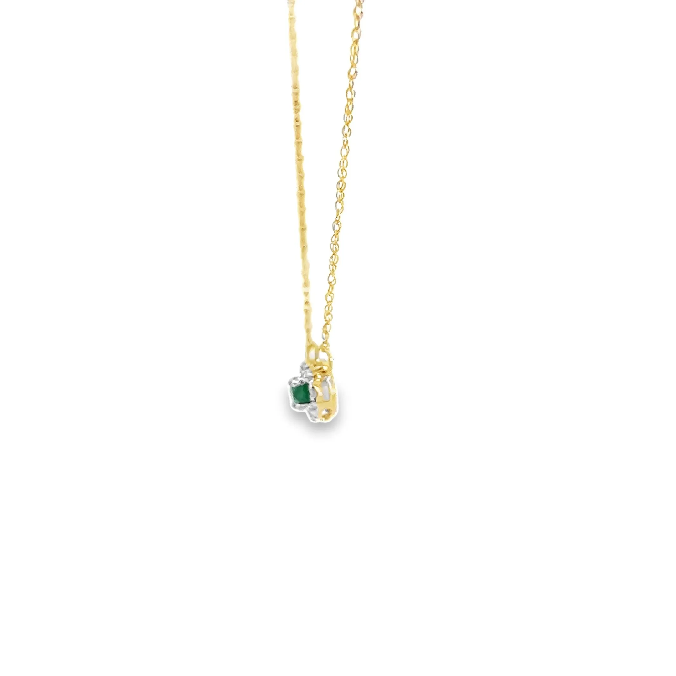 14kt Yellow Gold Natural Emerald and Diamond Pendant