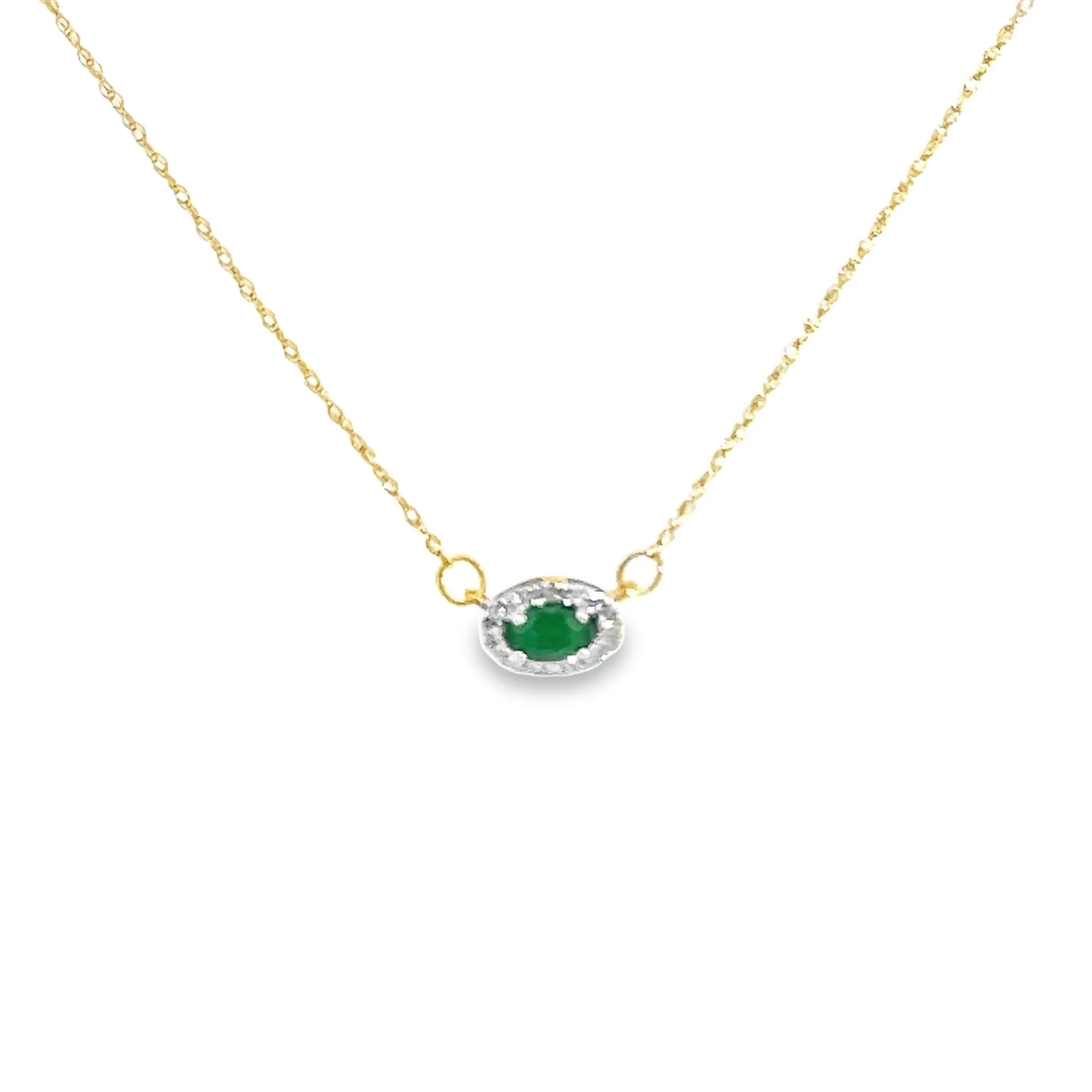 14kt Yellow Gold Natural Emerald and Diamond Pendant