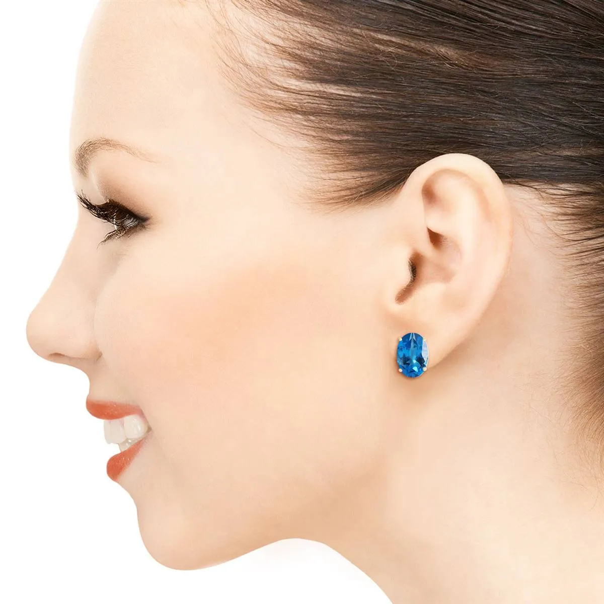 16 Carat 14K Solid Yellow Gold French Clips Earrings Natural Blue Topaz