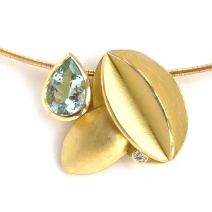 18ct Gold, Aquamarine and Diamond Necklace