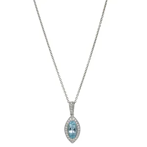 18ct White Gold .93ct Aquamarine & Diamond Aurora Pendant