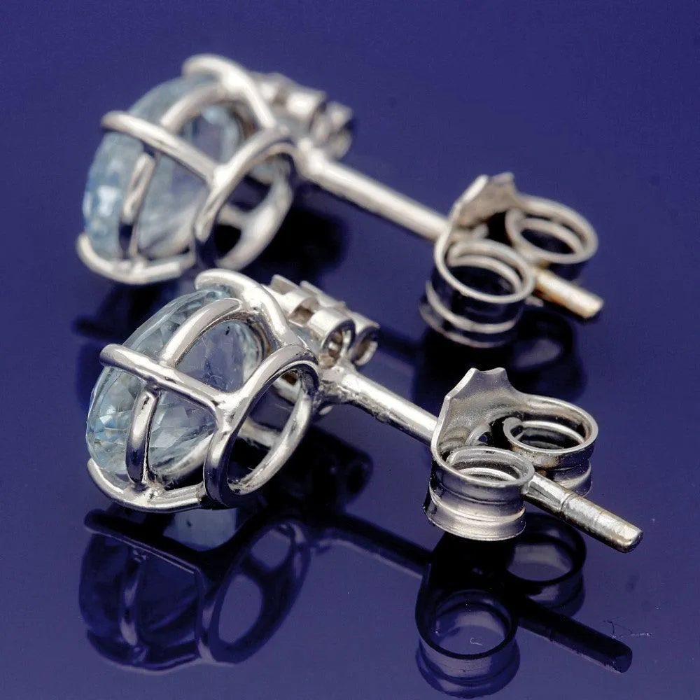 18ct White Gold Aquamarine and Diamond Drop Stud Earrings