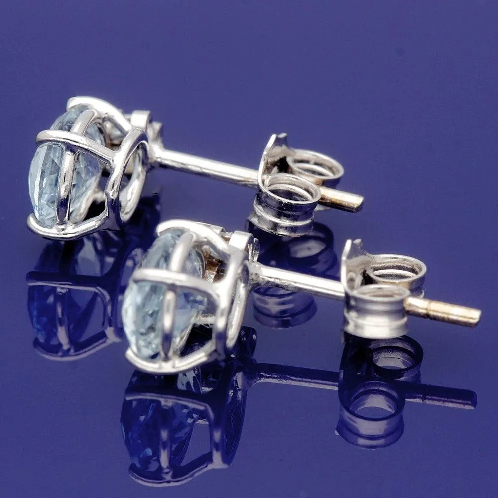 18ct White Gold Aquamarine and Diamond Drop Stud Earrings