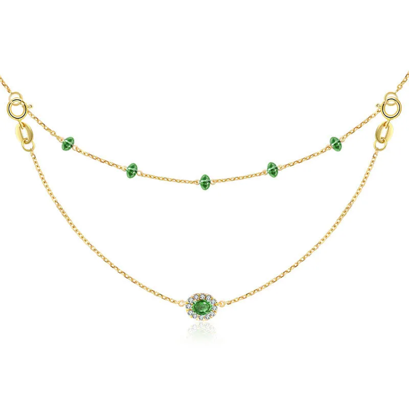 18k Gold 2 Ways By The Yard Emerald Bead Necklace