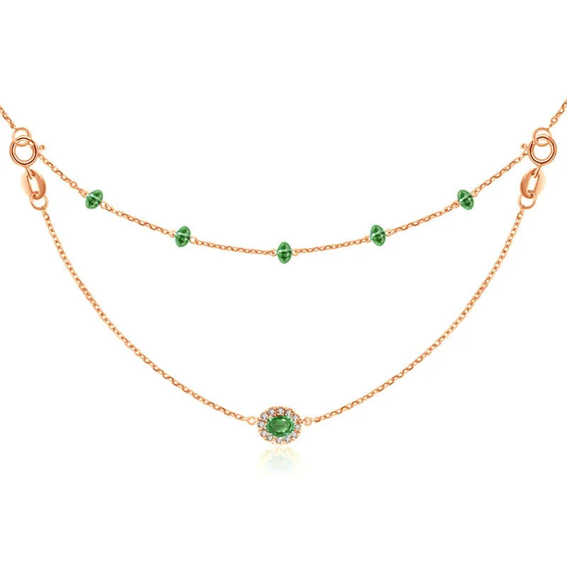 18k Gold 2 Ways By The Yard Emerald Bead Necklace