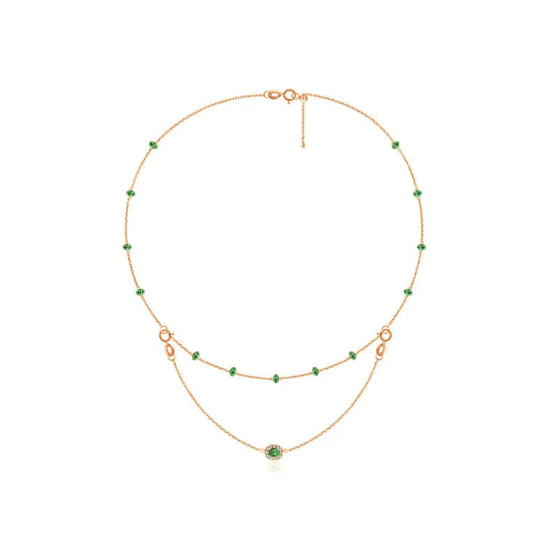 18k Gold 2 Ways By The Yard Emerald Bead Necklace