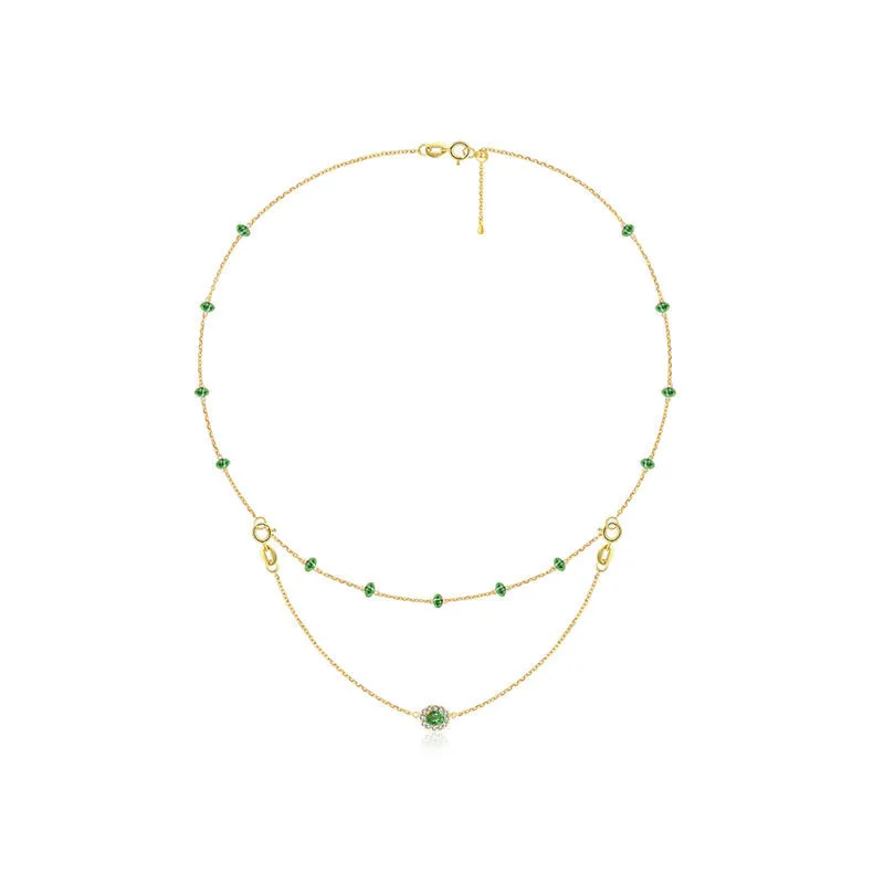 18k Gold 2 Ways By The Yard Emerald Bead Necklace