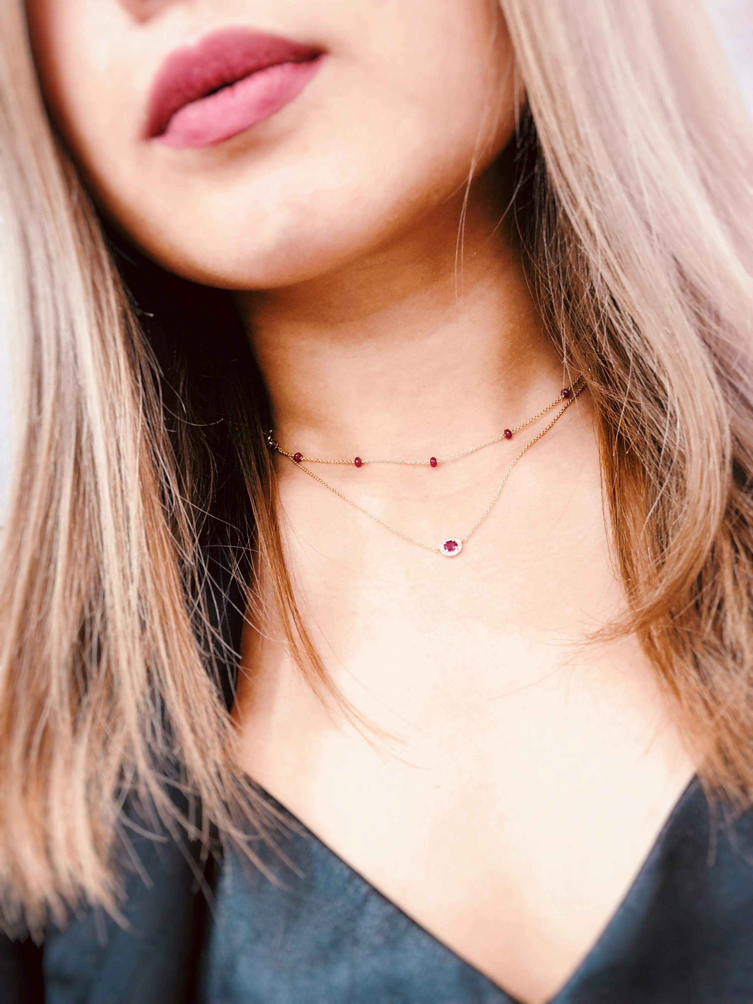 18k Gold 2 Ways By The Yard Emerald Bead Necklace