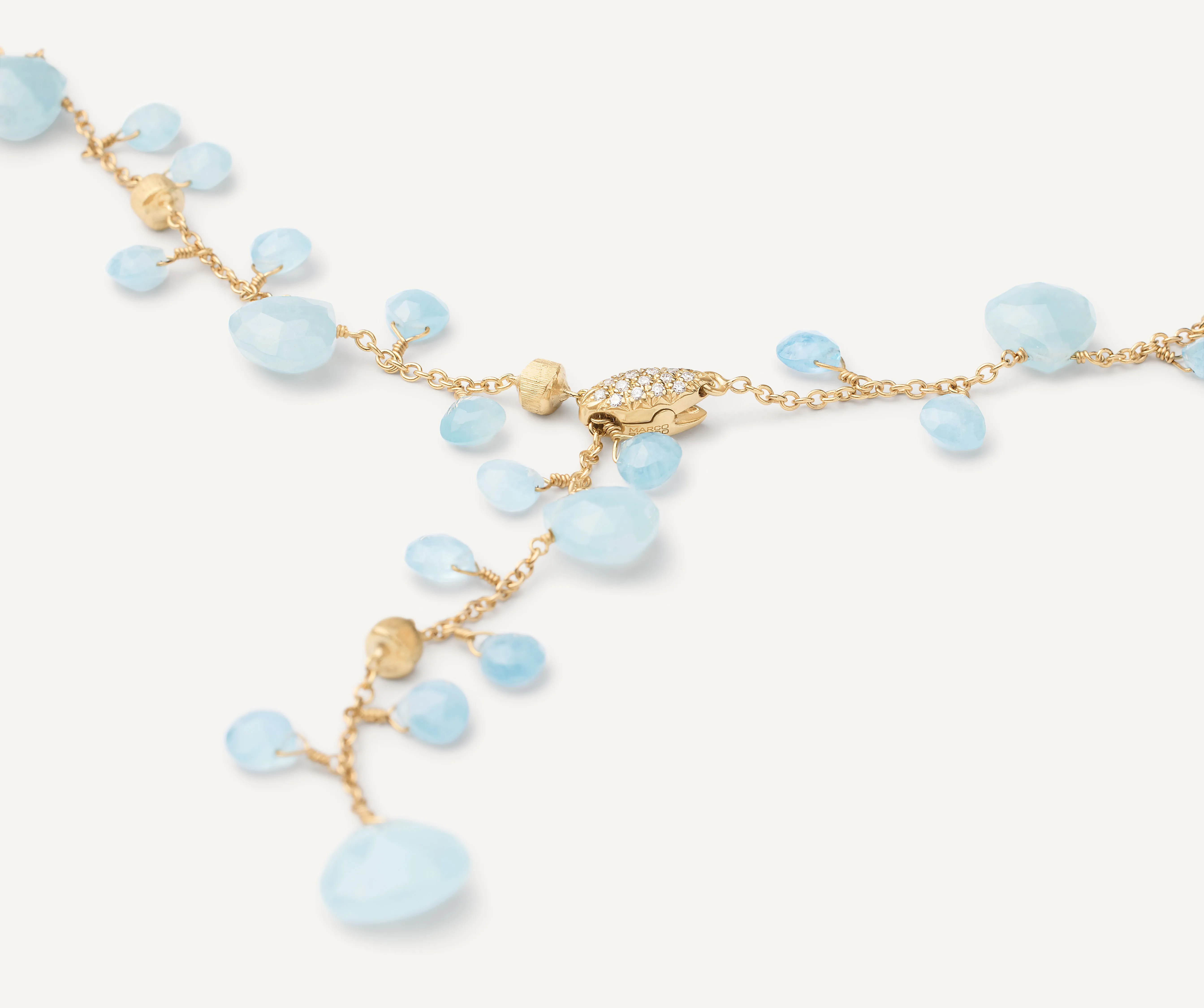 18K Yellow Gold Aquamarine Lariat Necklace
