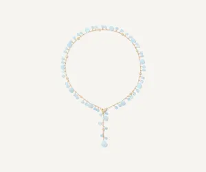 18K Yellow Gold Aquamarine Lariat Necklace