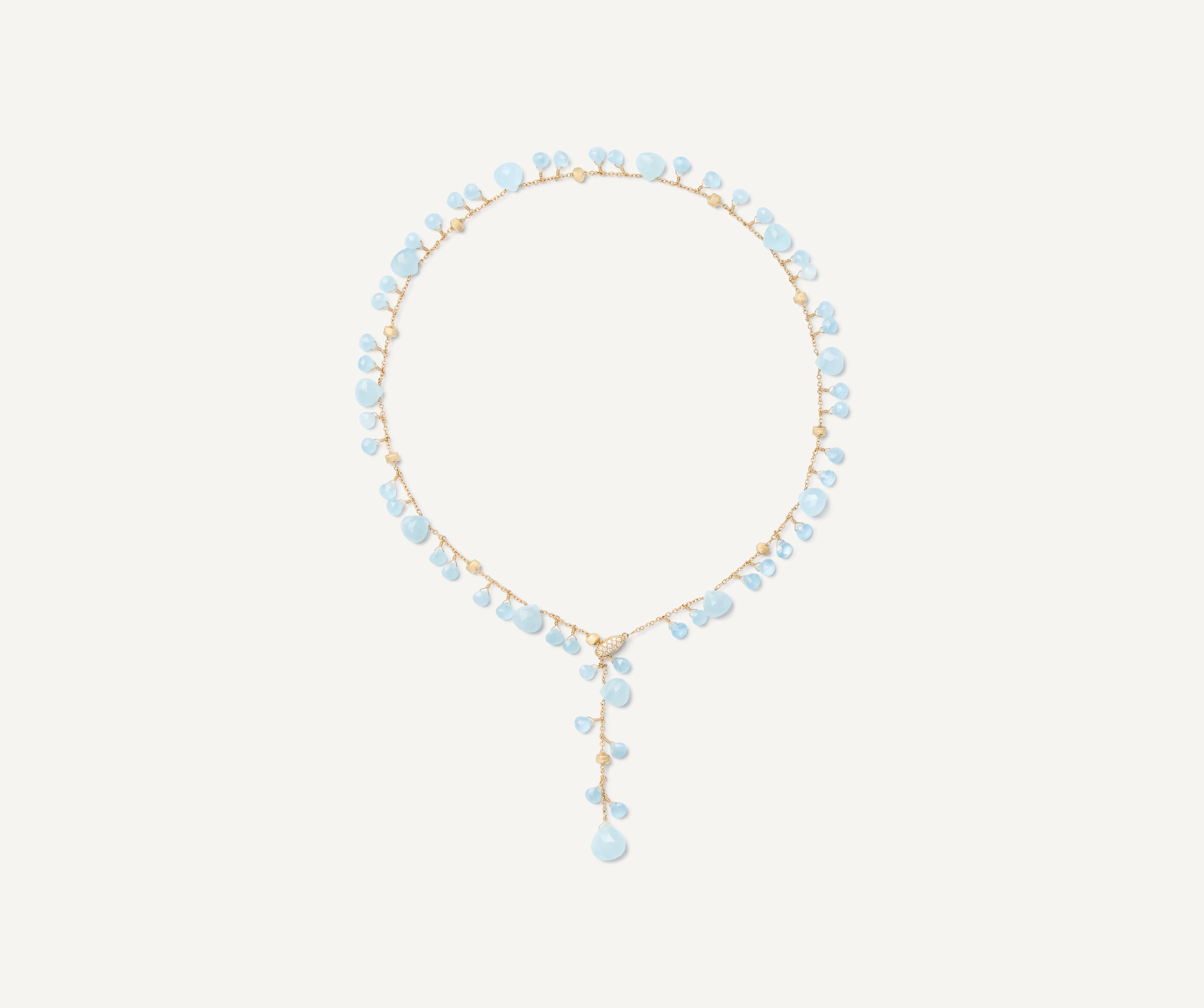 18K Yellow Gold Aquamarine Lariat Necklace