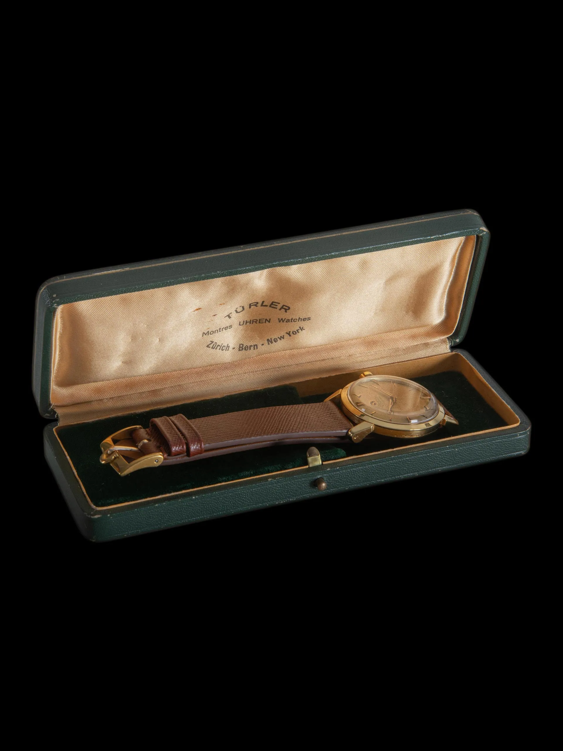 1956 Omega Seamaster 18K YG (Ref. 2866 SC) Crosshair “Türler” Dial W/ Türler Box
