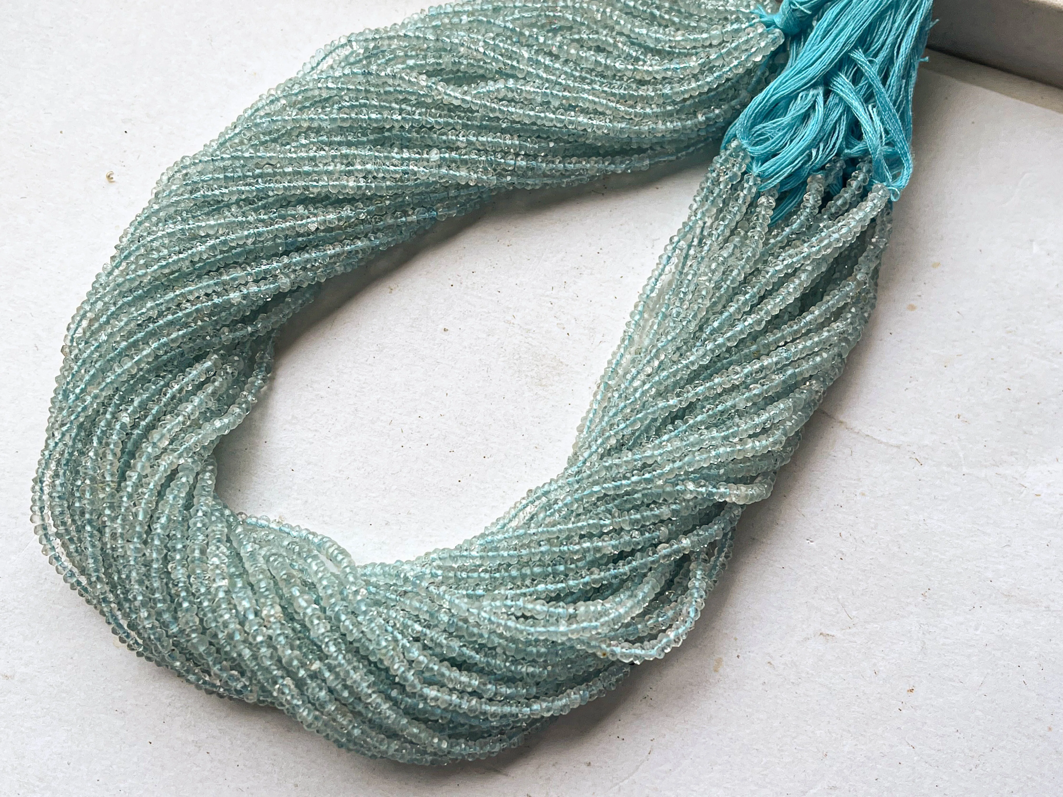 2.75mm Aquamarine Micro Faceted Rondelle Beads
