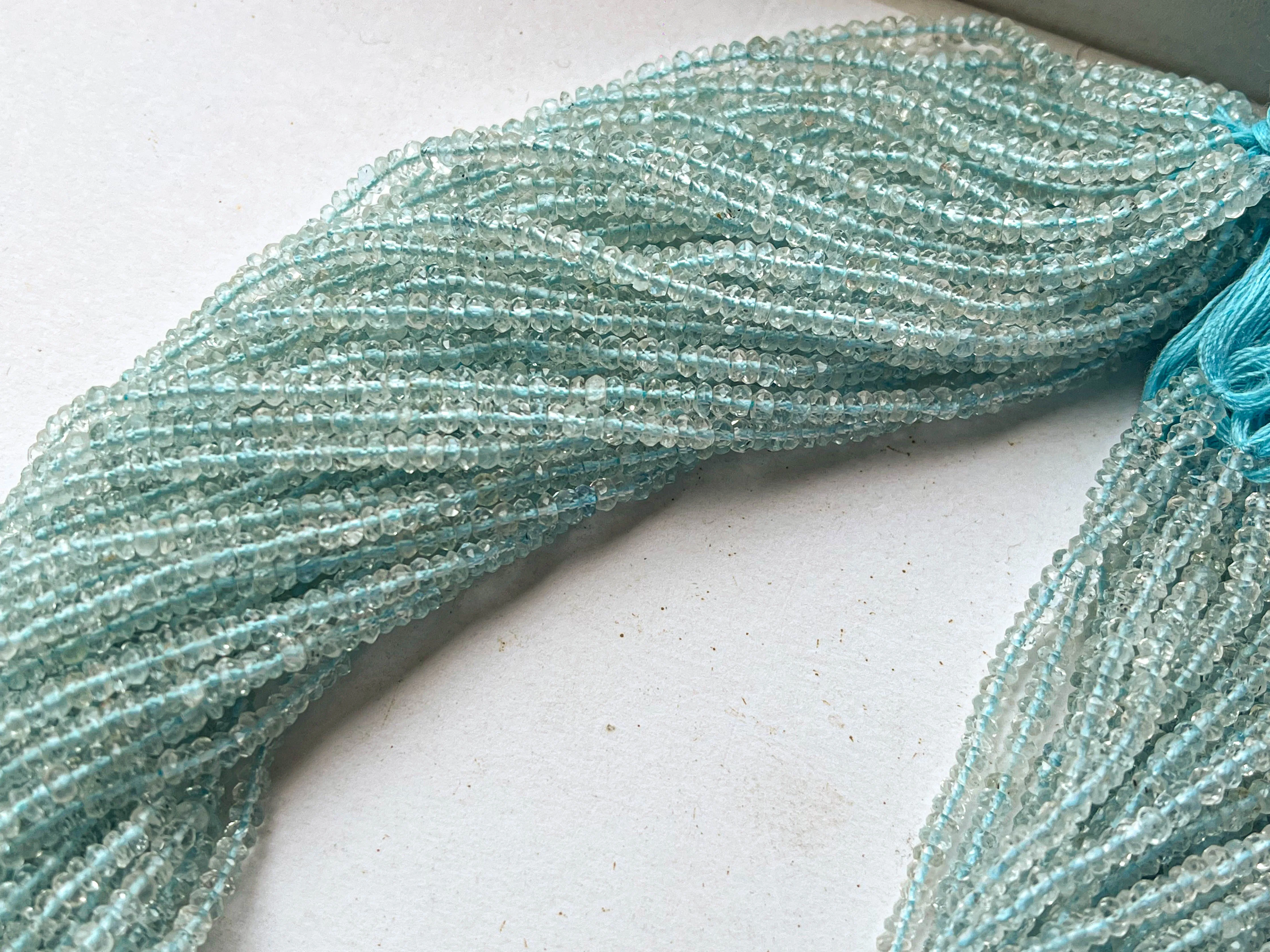 2.75mm Aquamarine Micro Faceted Rondelle Beads