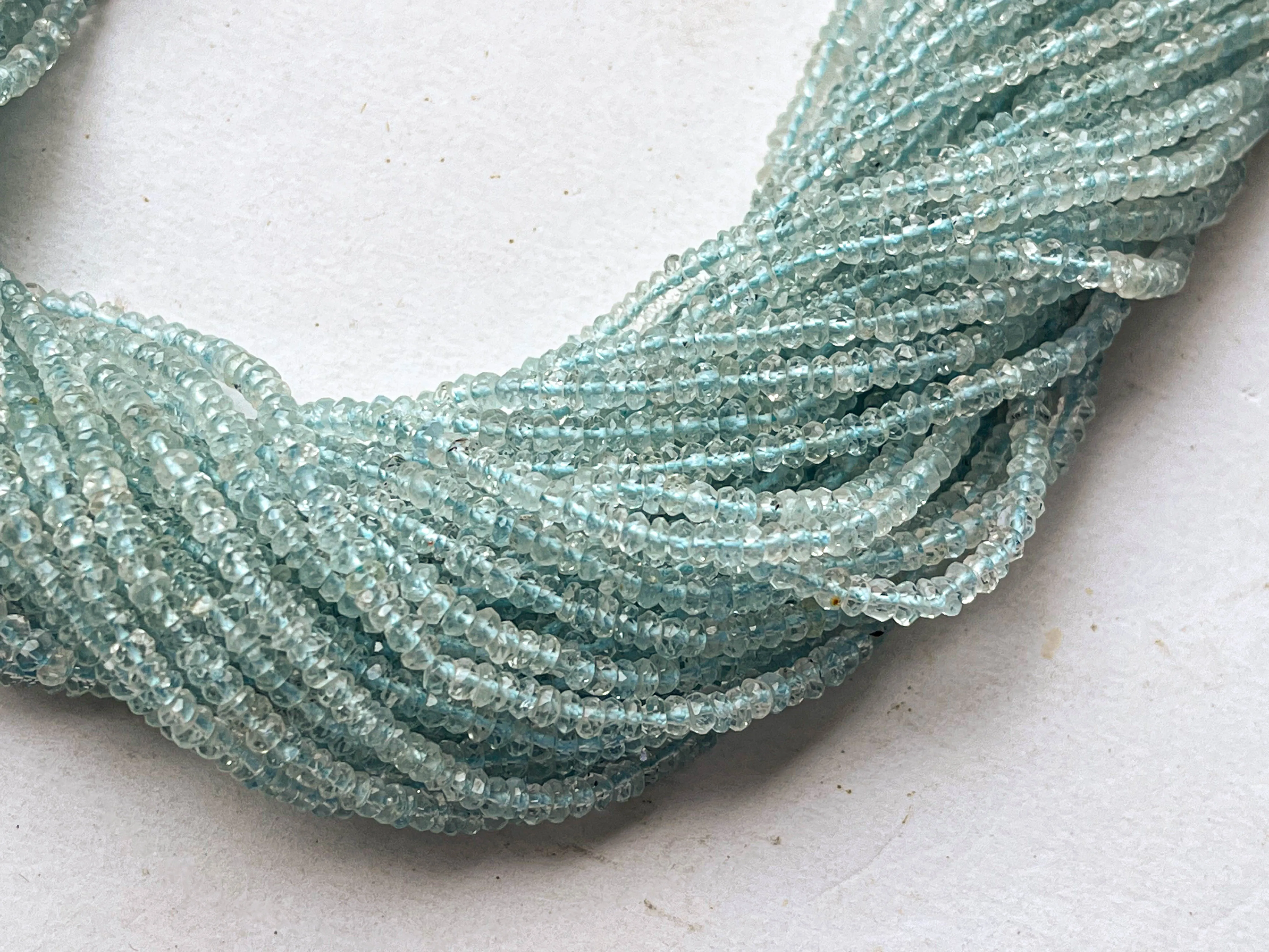 2.75mm Aquamarine Micro Faceted Rondelle Beads