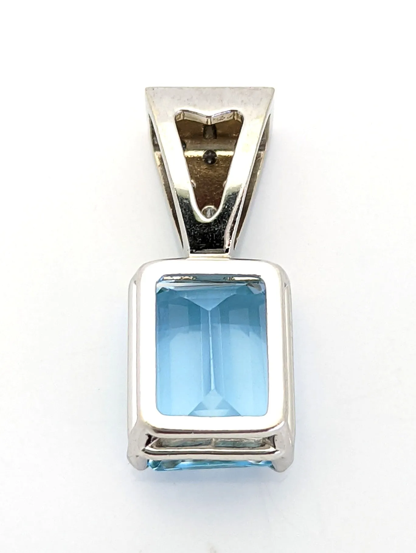 3 Carat Aquamarine Diamond Pendant 14K Solid White Gold