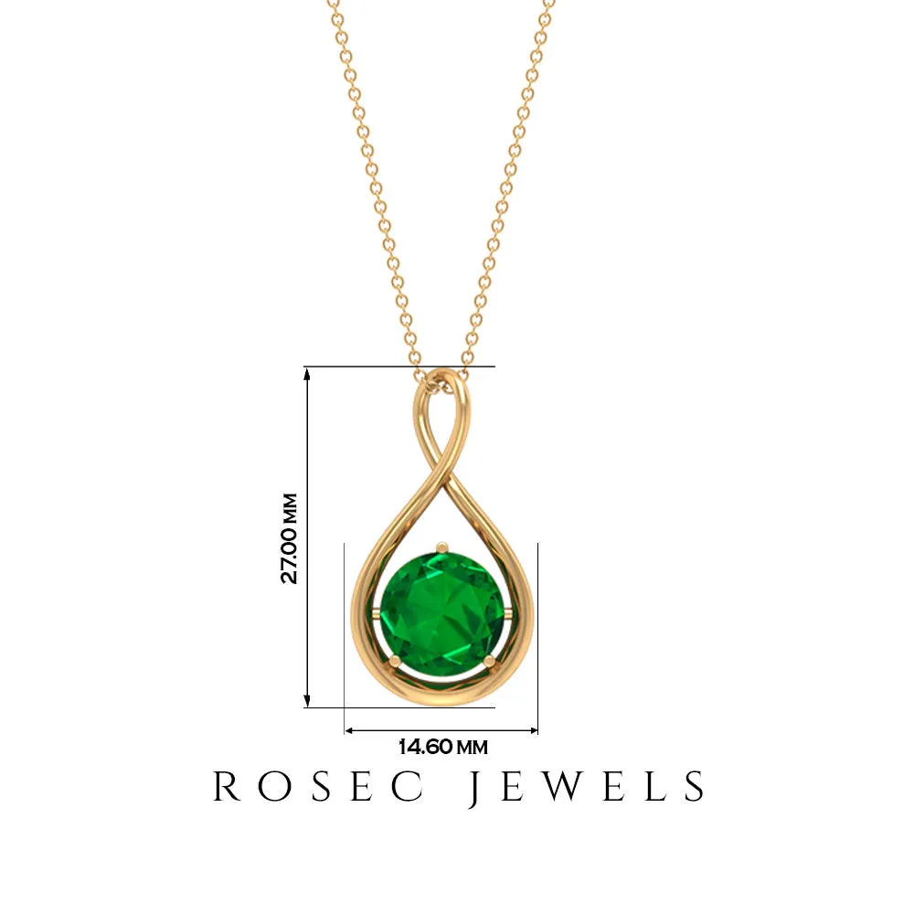 3.5 CT Solitaire Infinity Necklace with Created Emerald