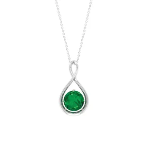 3.5 CT Solitaire Infinity Necklace with Created Emerald