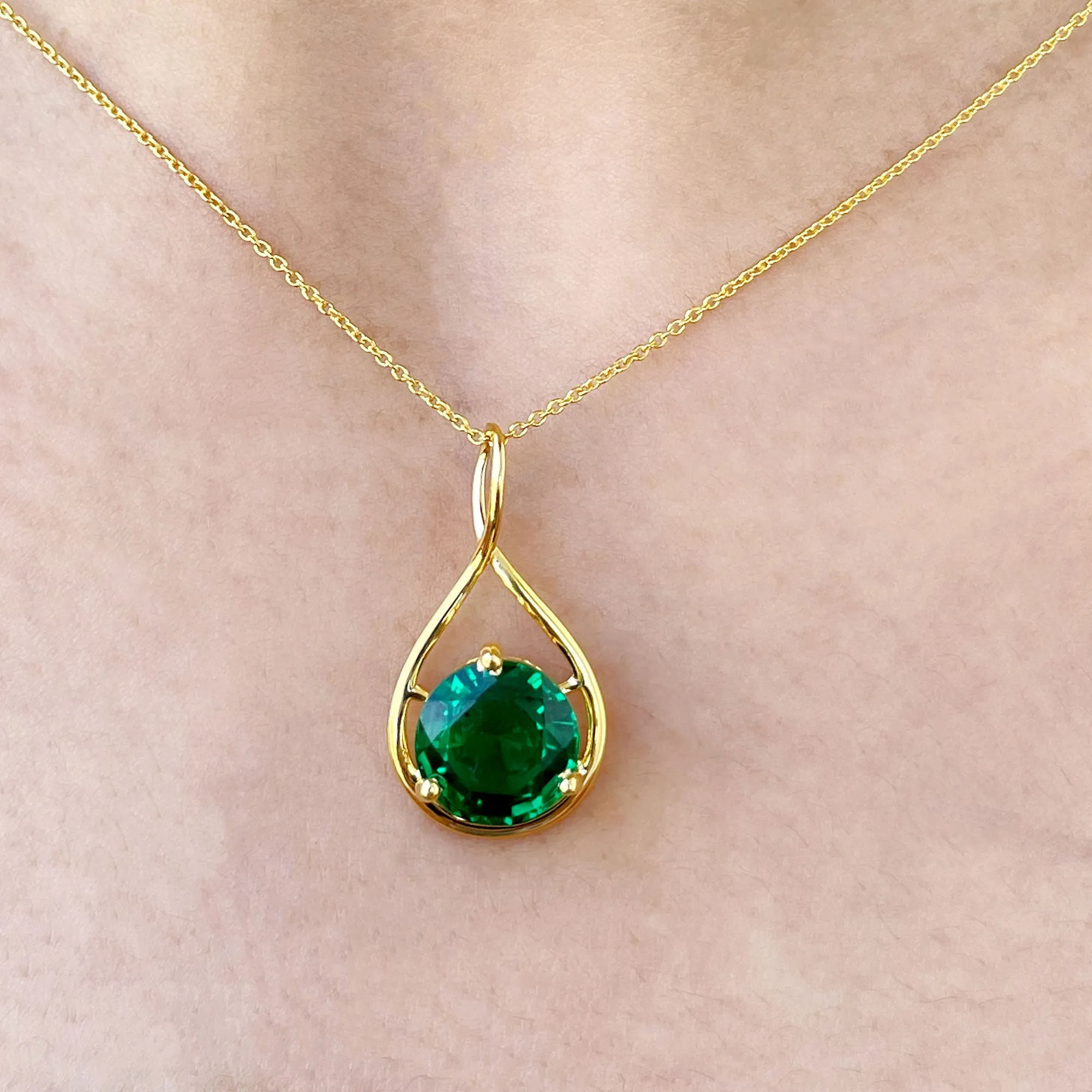 3.5 CT Solitaire Infinity Necklace with Created Emerald