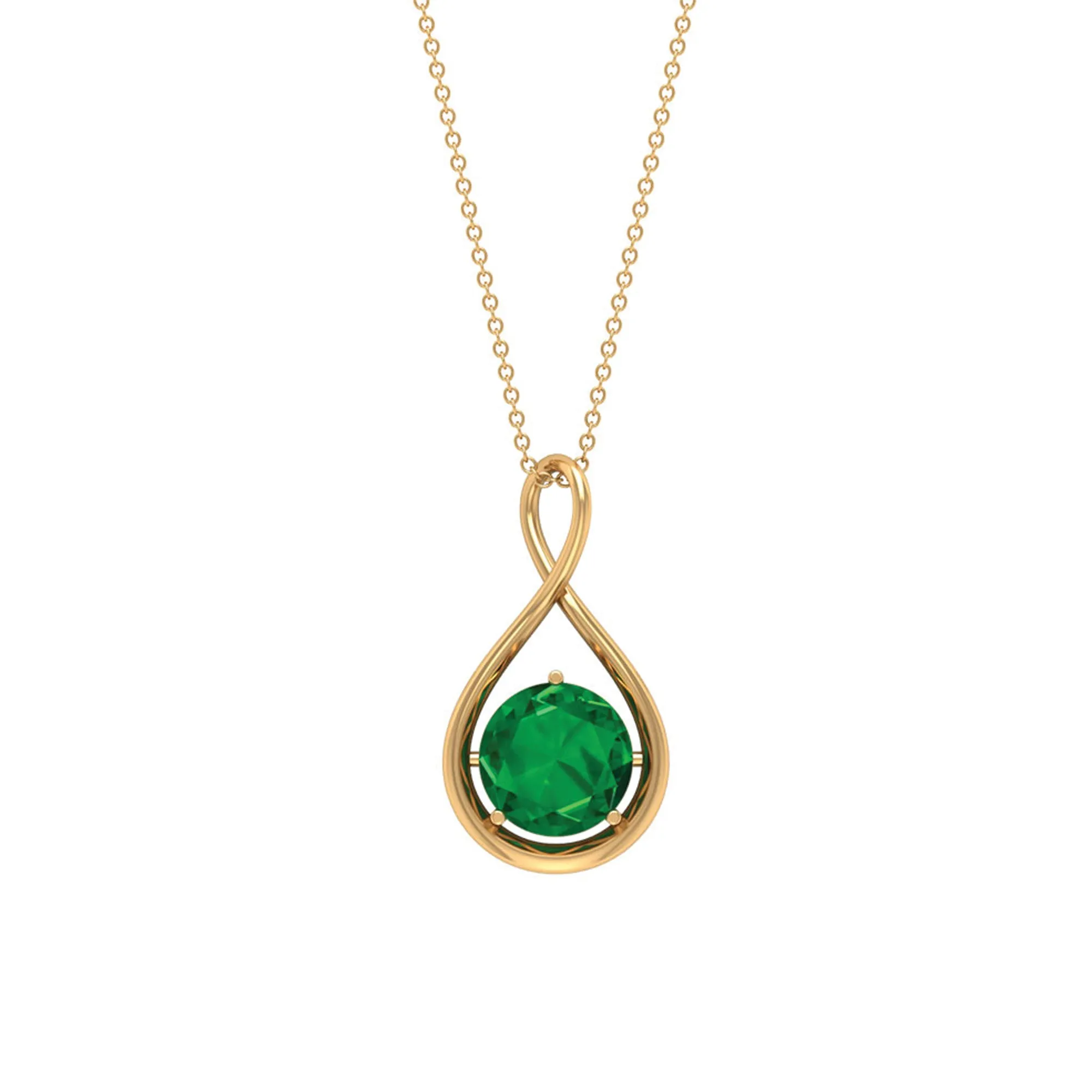 3.5 CT Solitaire Infinity Necklace with Created Emerald