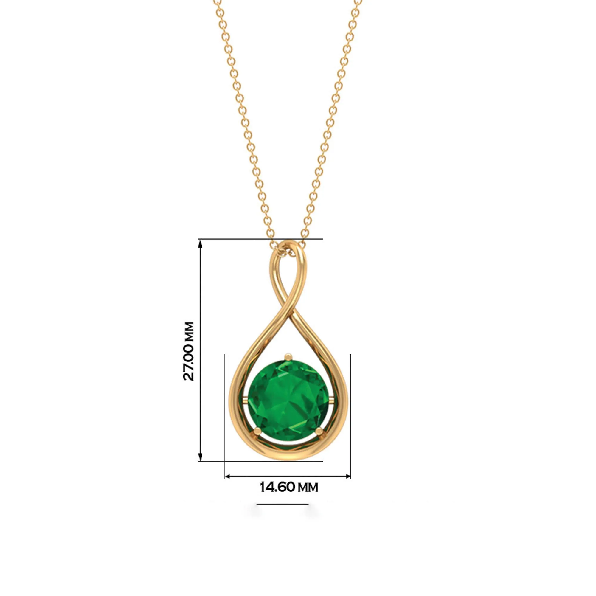 3.5 CT Solitaire Infinity Necklace with Created Emerald