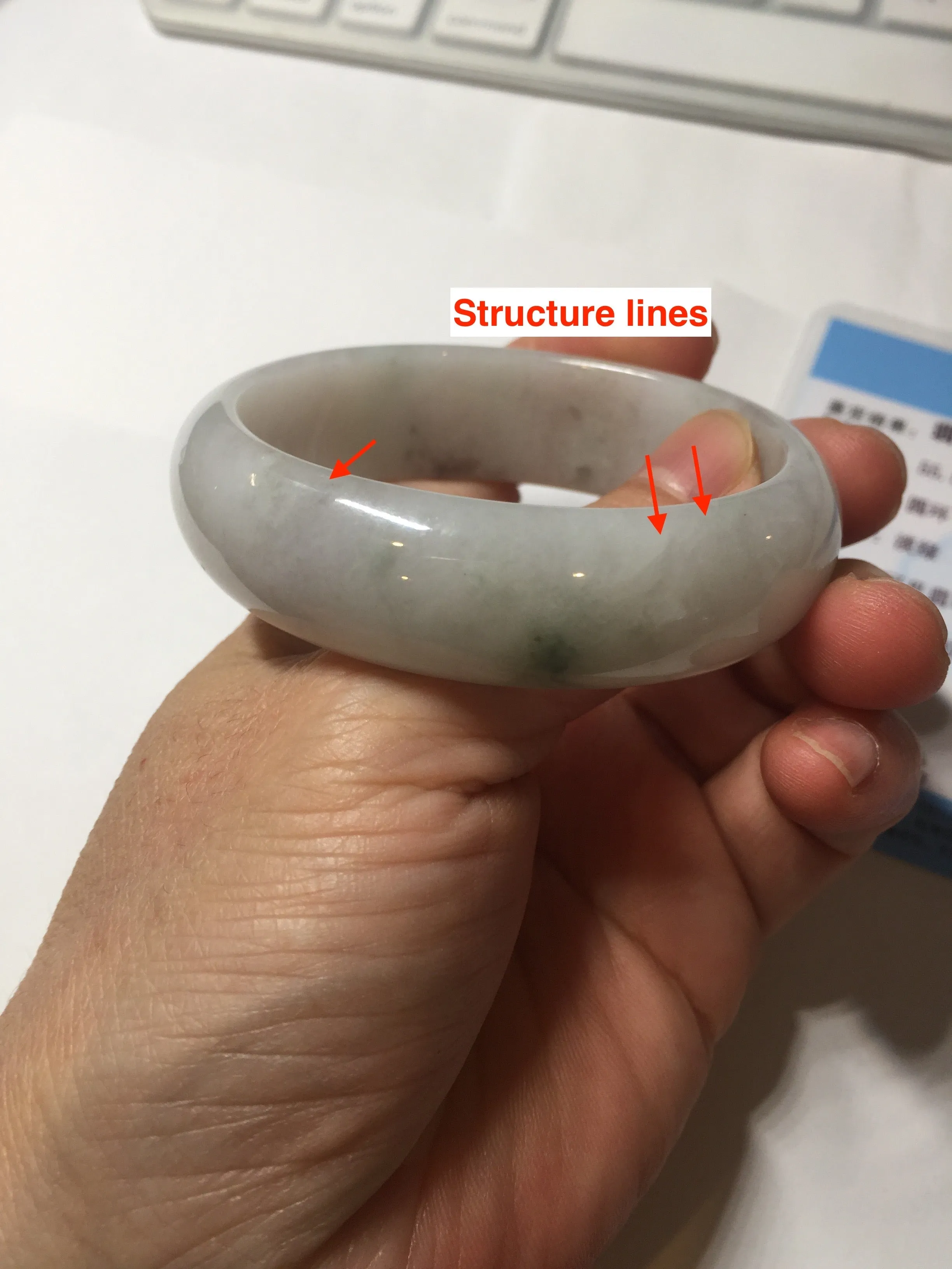 47.5mm certified 100% natural Type A icy watery green white broad style oval jadeite jade bangle BK129-0267