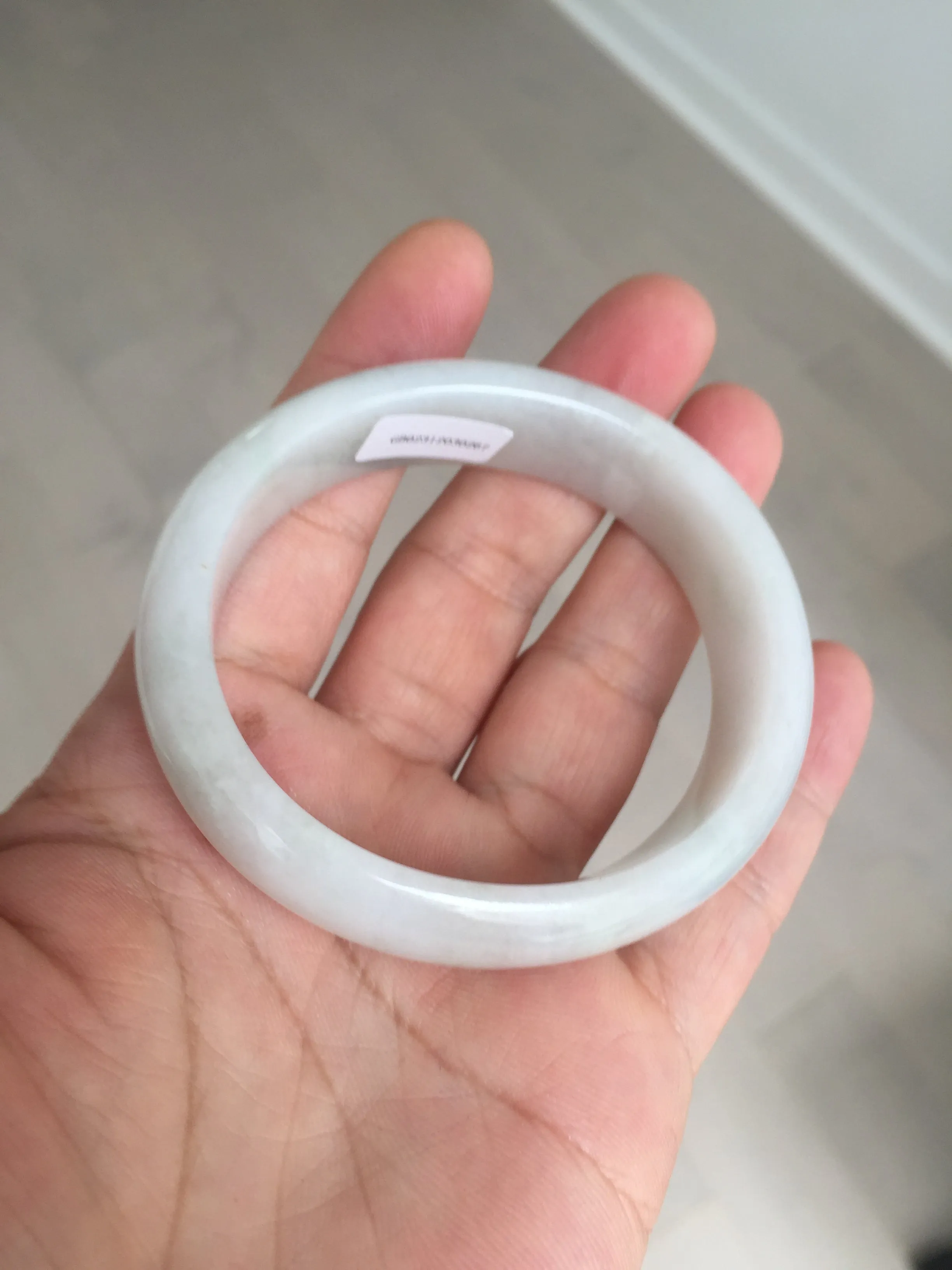 47.5mm certified 100% natural Type A icy watery green white broad style oval jadeite jade bangle BK129-0267
