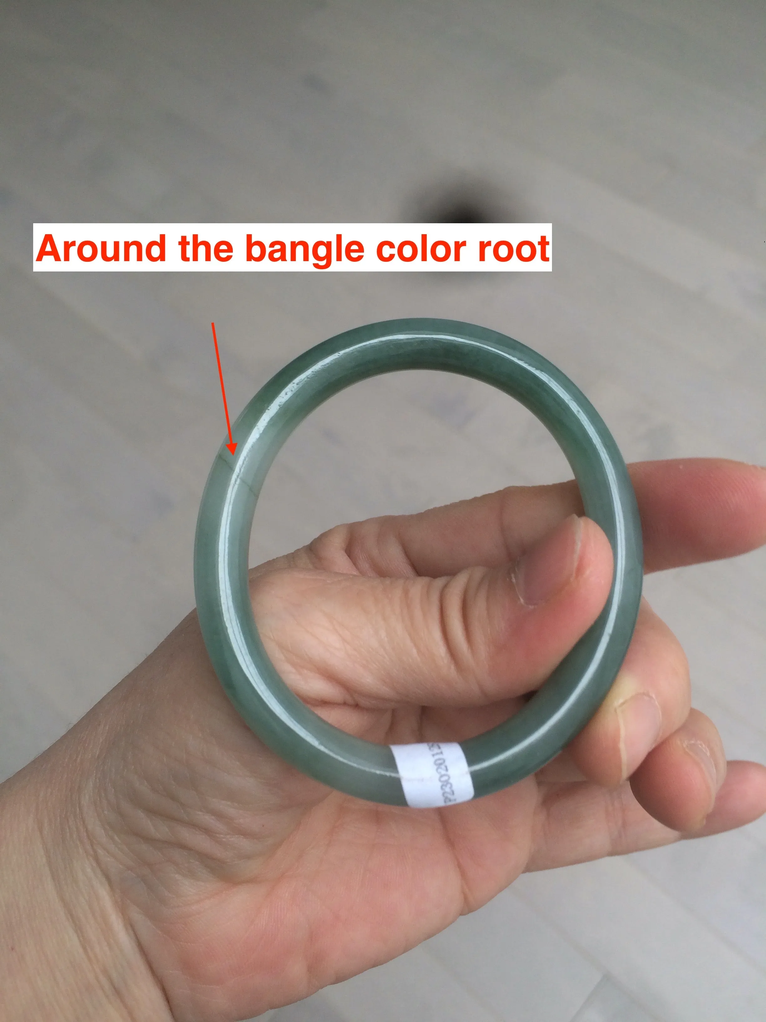 49.5mm Certified Type A 100% Natural icy dark green/gray oval round cut Jadeite Jade bangle M89-2878