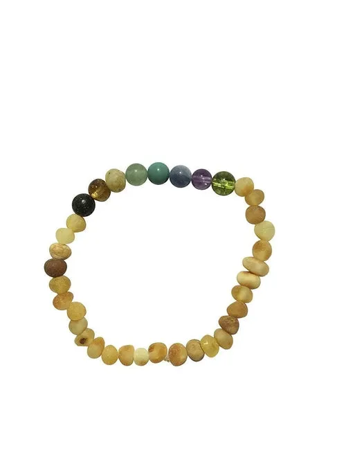 7 Chakras Amber Bracelet for Natural Relief and Energy Boost