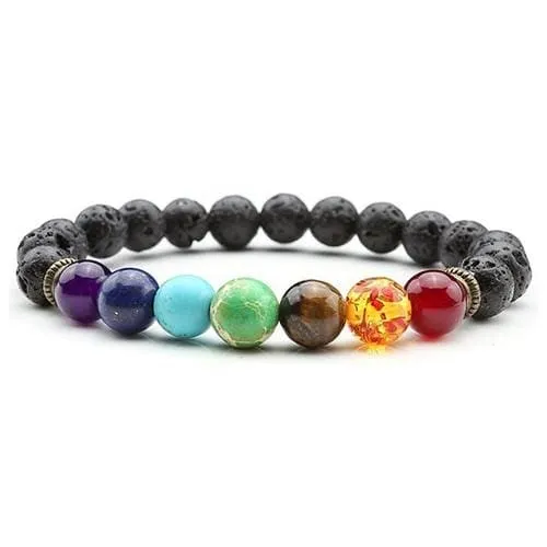 7 Chakras Diffuser Lava Rock Bracelet