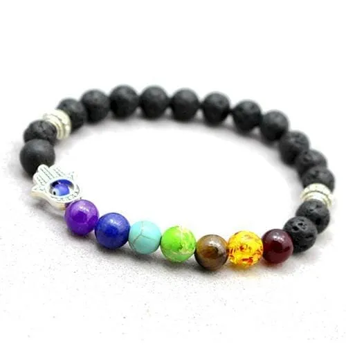 7 Chakras Diffuser Lava Rock Bracelet