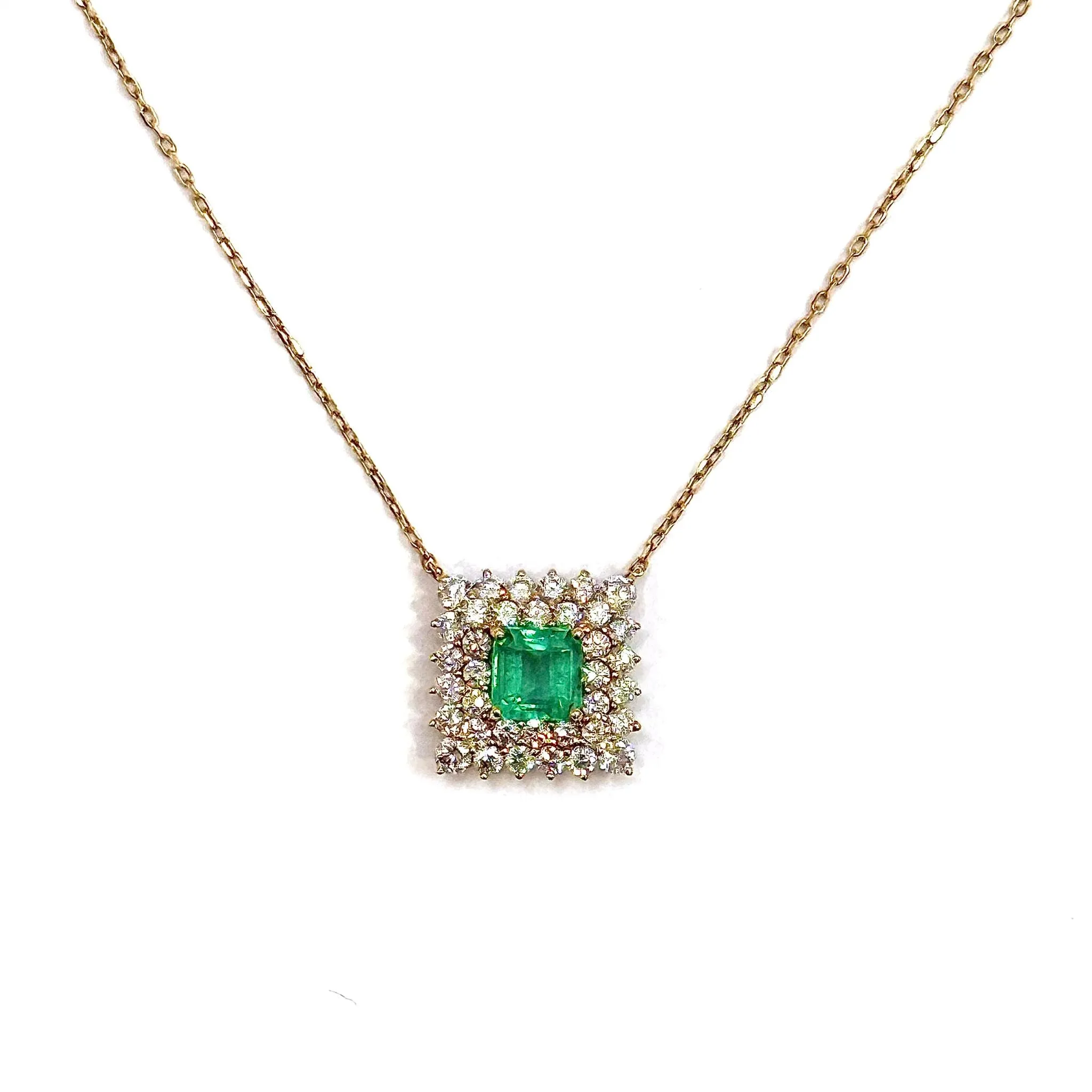750YG Emerald & Diamond Necklace