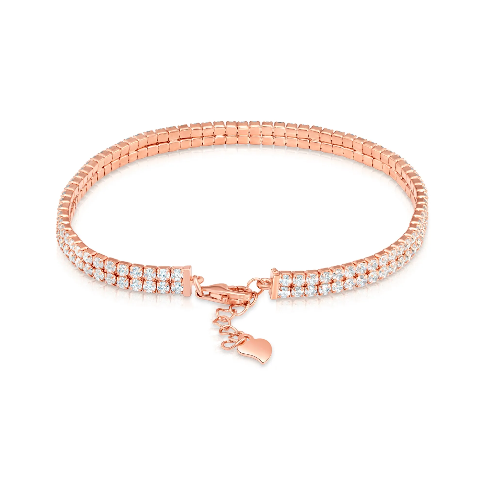925 Solid Sterling Silver Rose Tone Classic Tennis Bracelet