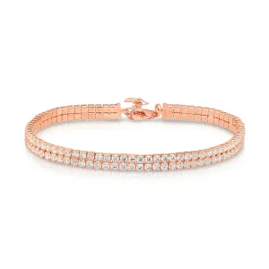 925 Solid Sterling Silver Rose Tone Classic Tennis Bracelet