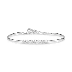 925 Sterling Silver Bezel Set CZ Cuff Bracelet