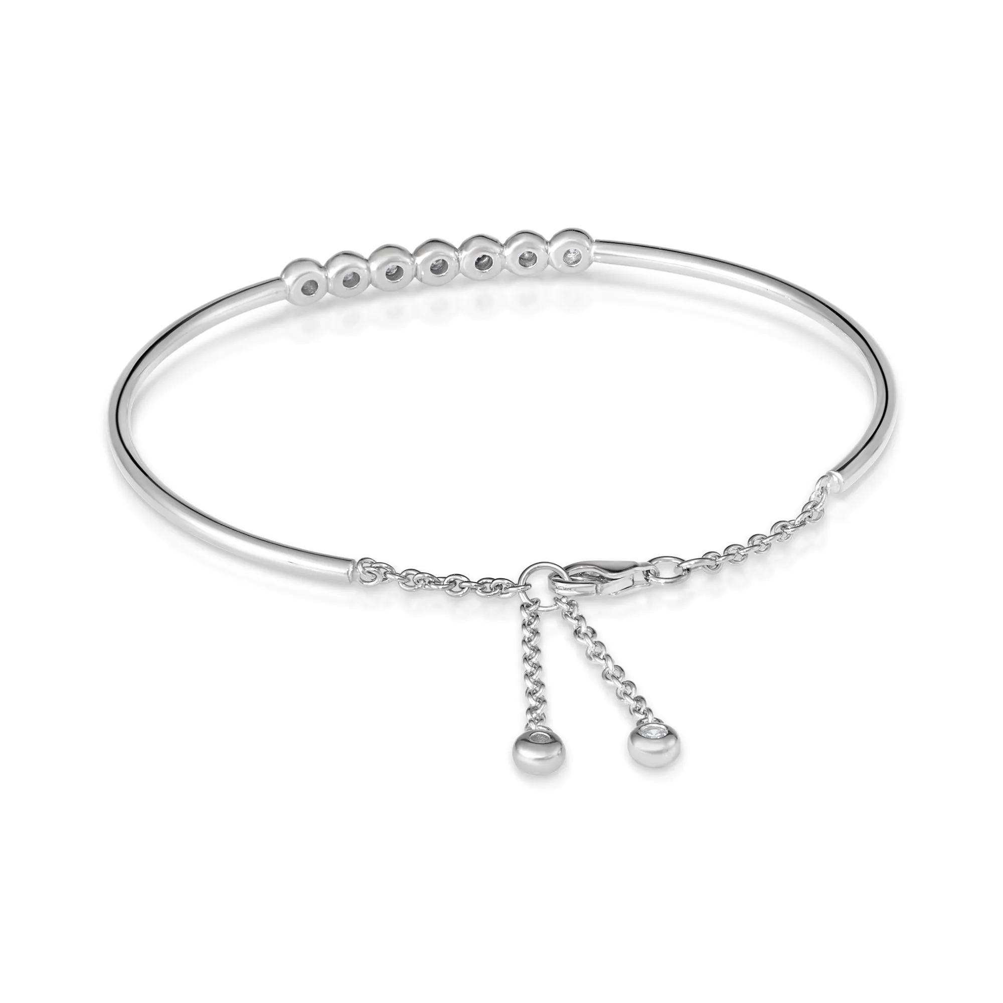 925 Sterling Silver Bezel Set CZ Cuff Bracelet