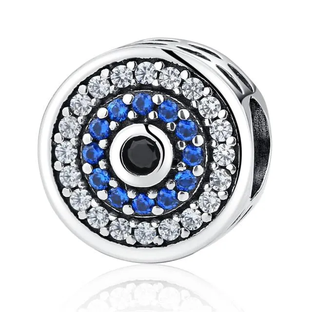 925 Sterling Silver Blue Crystals Hamsa & Jewish Charms Fit Pandora Original Bracelet Jewelry