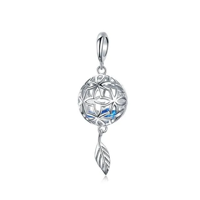 925 Sterling Silver Blue Crystals Hamsa & Jewish Charms Fit Pandora Original Bracelet Jewelry