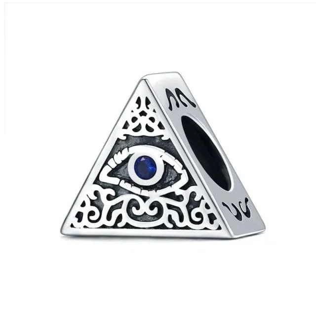 925 Sterling Silver Blue Crystals Hamsa & Jewish Charms Fit Pandora Original Bracelet Jewelry