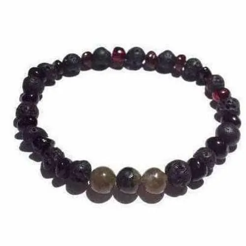 Adult Rock God Baltic Amber Labradorite Lava Volcanic Stretch Bracelet