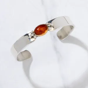 Amber Navajo USA Native American Made 925 Sterling Silver Cuff