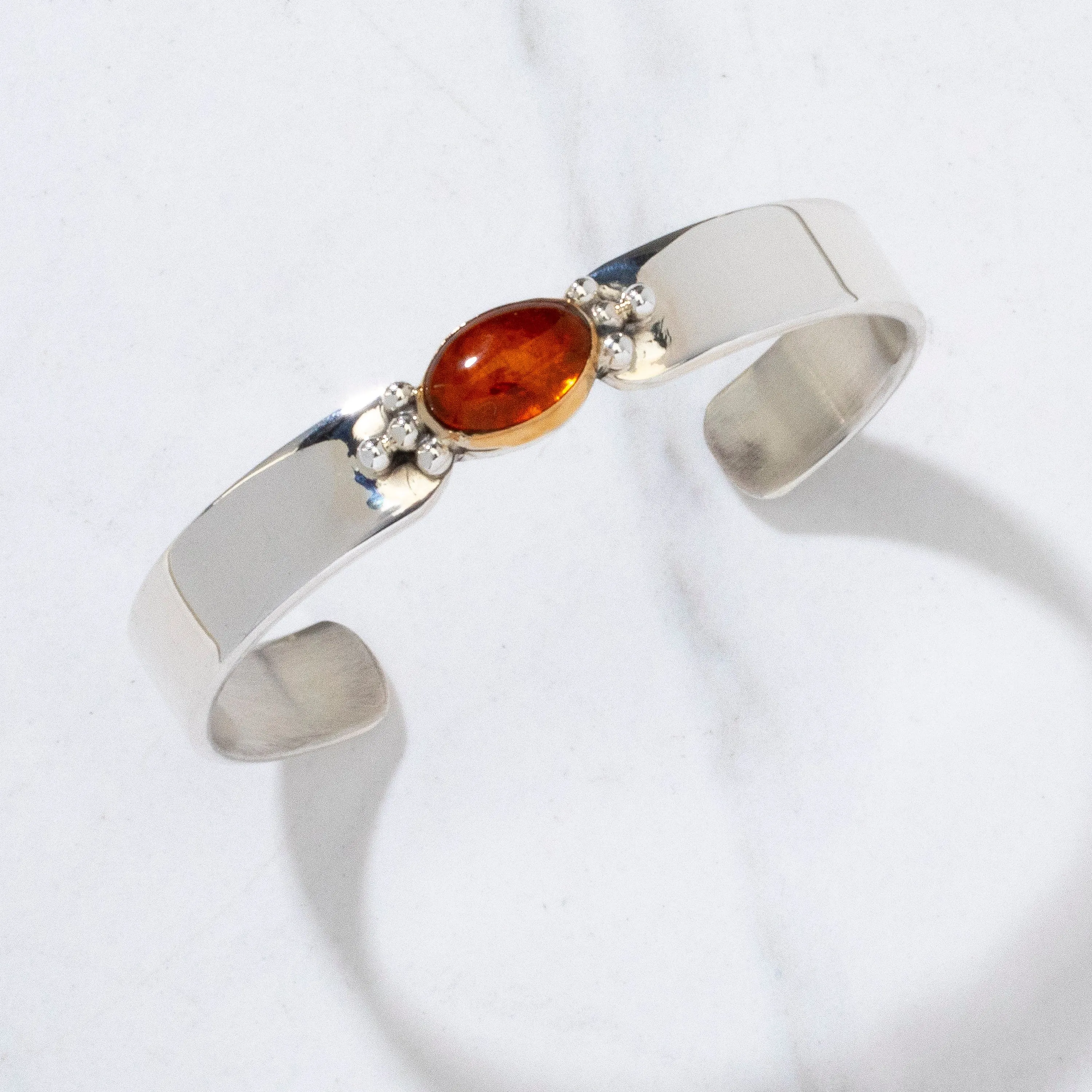 Amber Navajo USA Native American Made 925 Sterling Silver Cuff