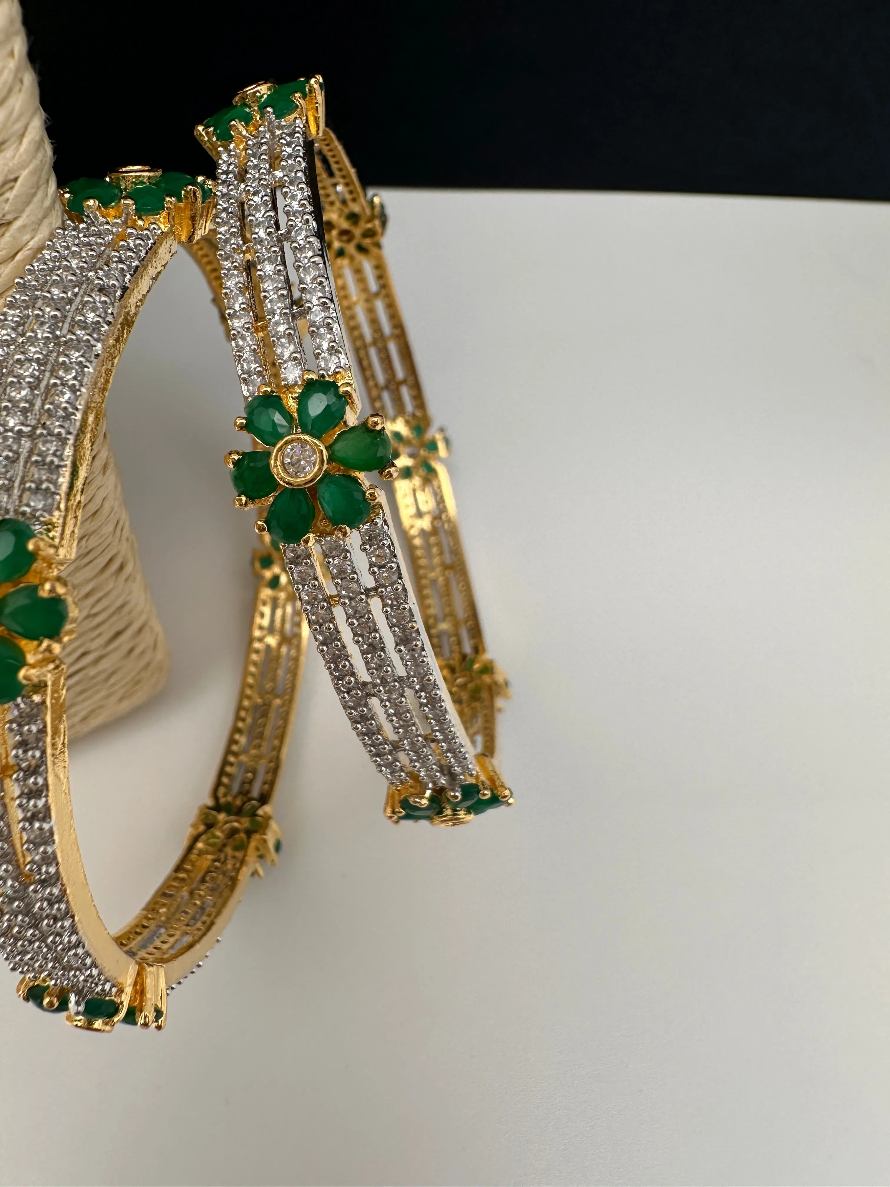 American Diamond Emerald Green Bangles