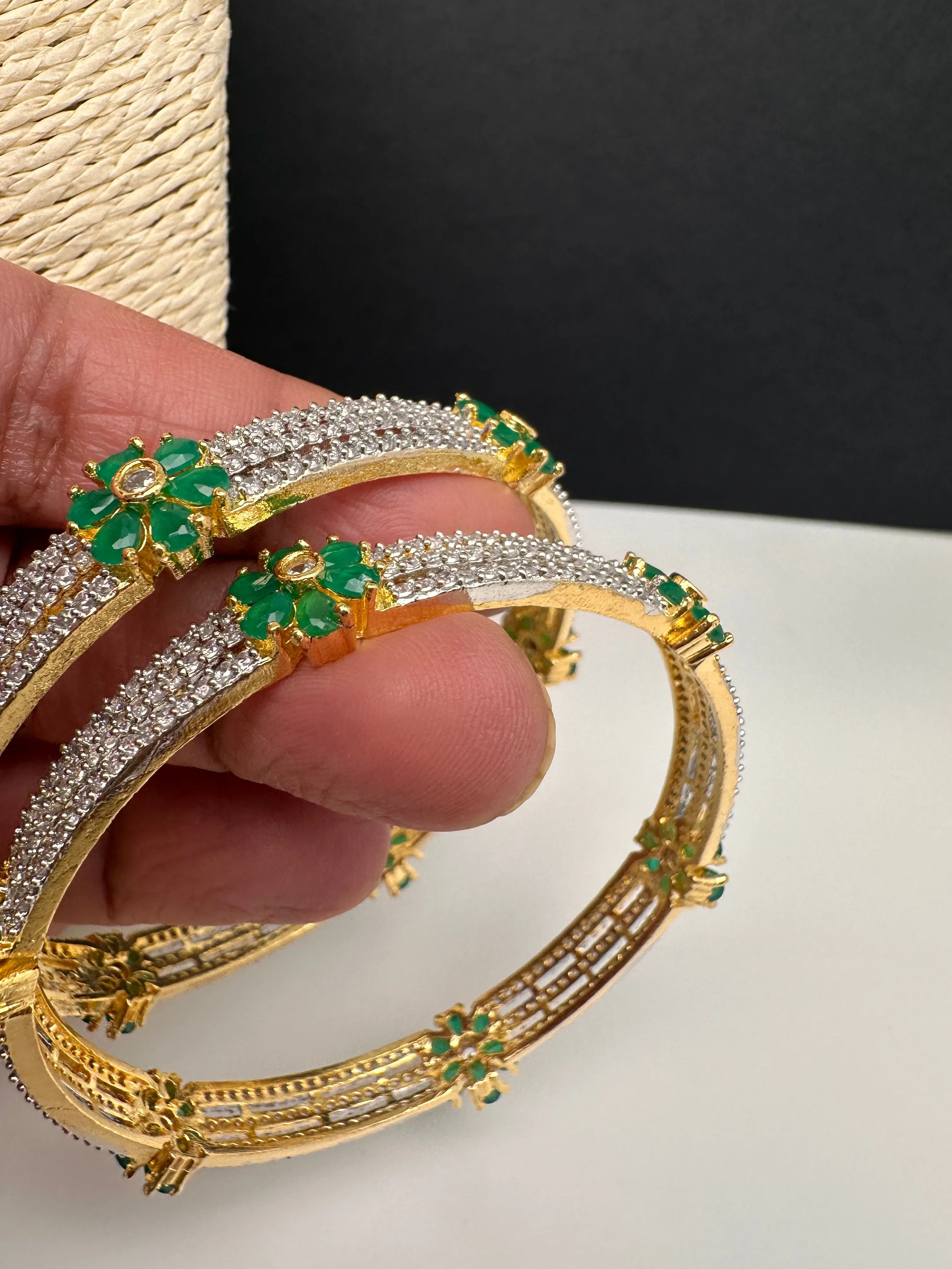 American Diamond Emerald Green Bangles